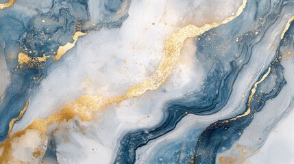 Poster - abstract background featuring a blend of blue and gold marble textures