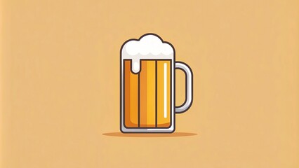 Minimalist design featuring a simple beer vector with clean lines and minimal color palette, minimalist, elegant, slim