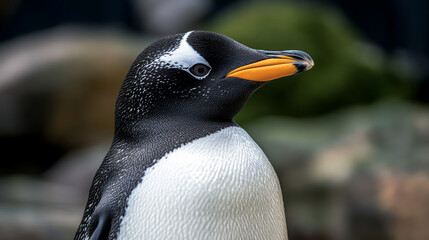 Wall Mural - Black and white penguin posing full size.