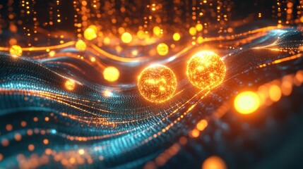 Fototapete - surrounded by abstract light trails and patterns,