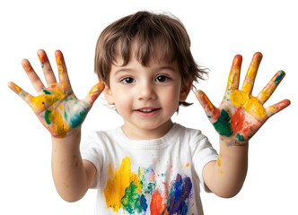 Wall Mural - PNG Child artist hands background painting.