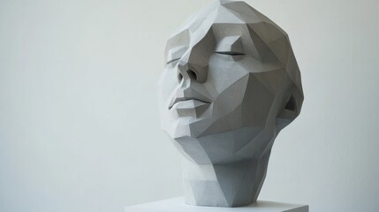 close-up minimalistic stone sculpture head