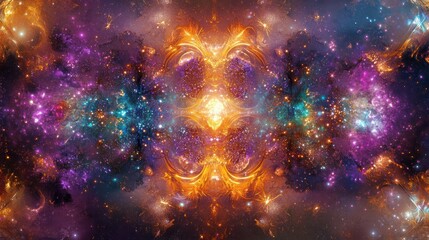 Fototapete - illustrating the beauty of a quantum dimension filled with colorful stars and cosmic phenomena.