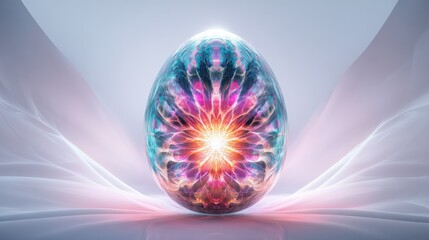 Poster - A beautifully designed quantum egg, showcasing a radiant glow that emanates from its core,