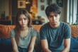 © Rising Monk - Breakup and depressed, asian young quarrel couple love fight relationship in trouble. Different people are emotion angry. Argue wife has expression upset with husband. Problem of family, Generative AI