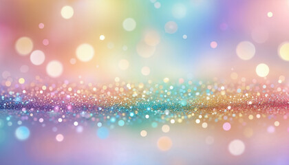 Wall Mural - pastel rainbow background with shimmers and bokeh lights