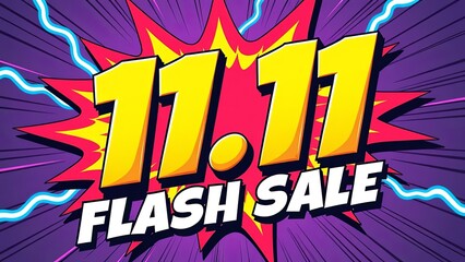 Wall Mural - 11.11 super sale promo banner with discount offer. 11.11 shopping festival super sale banner. flash 