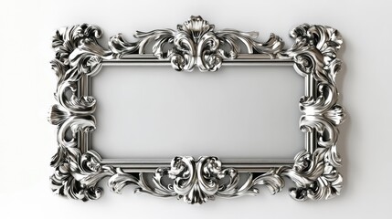 Poster - antique silver frame on a white background with a clipping path