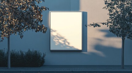 Poster - a flexible mockup featuring an empty white sign mounted on a wall