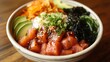 © Tun - Hawaiian poke bowl with fresh fish seaweed avocado and colorful veggies