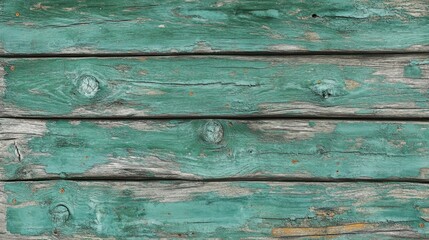 Poster - Abstract wooden board wall texture with a grunge green turquoise paint finish ideal for use as a background banner