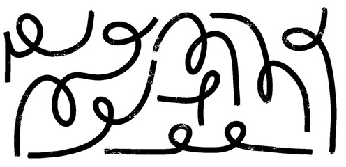 Poster - Abstract Brush Line and Stroke Set. Hand Drawn Paint Shapes and Scribbles. Funky Vector Elements with Organic Waves, Bold Curves.