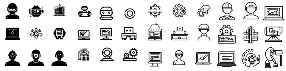 Poster - Industrial modern engineering manufacturing icons