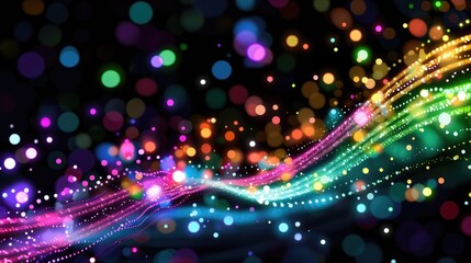 Poster - A vibrant, colorful wave of lights and bokeh effects against a dark background, creating a dynamic and energetic visual.
