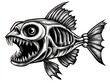 © Athiphat - Illustration of a fish skeleton with exaggerated features, on a white isolated background.