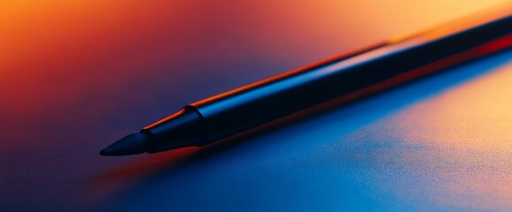 Poster - Closeup of a black marker pen on a colorful surface.