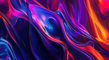 Abstract, colorful, curved waves on a black background