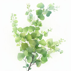 Poster - A delicate illustration of green eucalyptus leaves showcases soft hues and a gentle arrangement, creating an elegant and fresh aesthetic for plants & flowers.