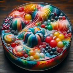 Poster - A colorful gelatinous dessert with a focus on texture and patter
