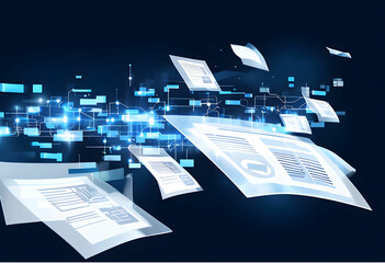 Poster - Digital documents created using future world technology. automated invoice and receipt management concept.	