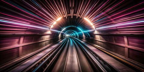 Poster - Vibrant Tunnel of Light: Digital Connectivity in Pink and Blue Hues