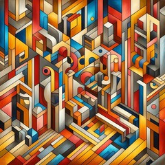 Poster - Cubist Art Gallery A gallery with cubist paintings and sculpture