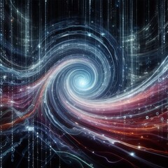 Fototapete - Data Stream A swirling stream of Matrix code with a futuristic b