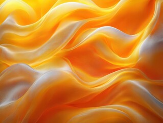 Vibrant yellow and orange abstract fluid waves merging seamlessly, creating a dynamic and energetic visual experience.