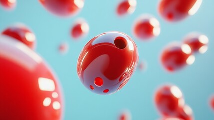 Poster - A bunch of red balls are floating in the air