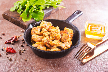 Canvas Print - Fried chicken breast with spice and salt