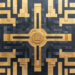 Poster - Abstract Digital Circuit Representation in Gold and Black