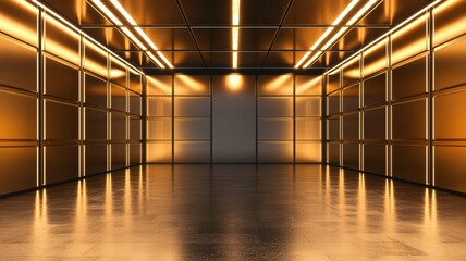 Poster - Minimalist Vault with Bright Reflections and Light Bars