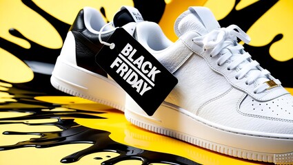 Black Friday Sneaker Sale: A stylish and trendy image of sneakers with a Black Friday sale tag, showcasing the latest fashion and footwear trends. Footwear. 3