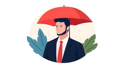 Fototapete - Risk management line icon insurance flat design side view coverage theme pixel perfect editable stroke complementary color scheme