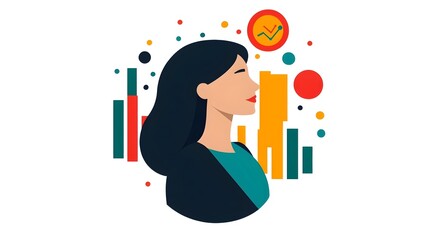Leinwandbilder - Minimalist flat design of a risk management decision making and strategic planning concept  Showcasing an abstract icon with a split complementary color scheme and editable stroke