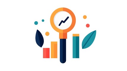 Leinwandbilder - of data analysis and risk management evaluation concept with a pixel perfect line icon and triadic color scheme design  Flat front view layout with editable stroke for financial planning