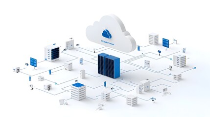 Innovative Two Tone Cloud and Interconnected Server Network Icon Representing Advanced Hosting and IT Infrastructure Services