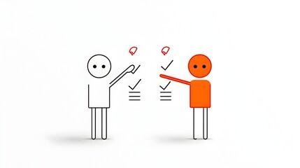 Aufkleber - Minimalist and clean icon design of a hand pointer directing towards a checklist symbolizing the concept of decision making choice and selection among alternatives