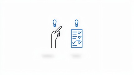 Aufkleber - Minimalist Two Tone Icon of a Hand Pointing at a Checklist Representing the Concept of Decision Making Choice and Problem Solving in a Clean Geometric Design