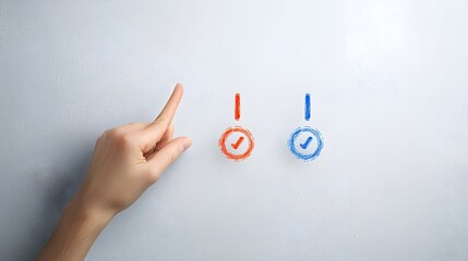 Fototapete - Elegant dual color icons showcasing a finger pressing a button representing the concepts of selection choosing and interaction in a modern sleek design style
