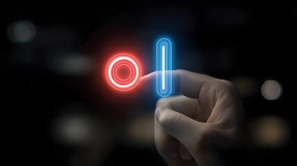 Aufkleber - Sleek and modern dual color icon depicting a finger pressing a button representing the concepts of selection choosing and decision making in a digital interface or application