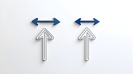 Aufkleber - Minimalist dual tone icons featuring opposing arrows symbolizing decision making choice and navigation  The clean geometric design with contrasting colors creates a conceptual analytical visual