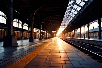 Poster - train station tracks and platforms