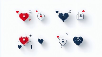 Aufkleber - Elegant Dual Colored Icons of Intertwined Hearts Symbolizing Deep Emotional Connection Affection and Intimate Relationship Between Two Individuals