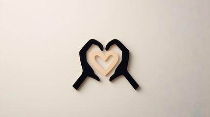 Aufkleber - Minimalist Two Tone Icon with Overlapping Hands Forming a Heart Shape Representing the Concepts of Love Unity Friendship and Compassion