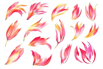 Wall Mural - Isolated Watercolor Tulip Elements for Floral Design and Spring Decor