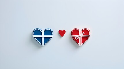 Aufkleber - Elegant two tone heart icon wrapped in a flowing ribbon representing the concepts of love gift giving and modern minimalist design for romantic cards packaging and