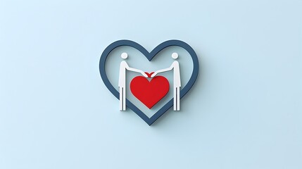 Aufkleber - Minimalist heart shaped icons in two complementary hues symbolizing the togetherness and love shared between a couple designed with smooth geometric forms for a modern abstract aesthetic
