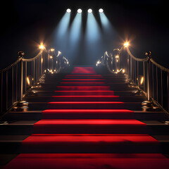 red carpet in the night. Generative AI