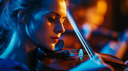 A passionate musician performs onstage, captivating the audience with heartfelt melodies during an evening concert